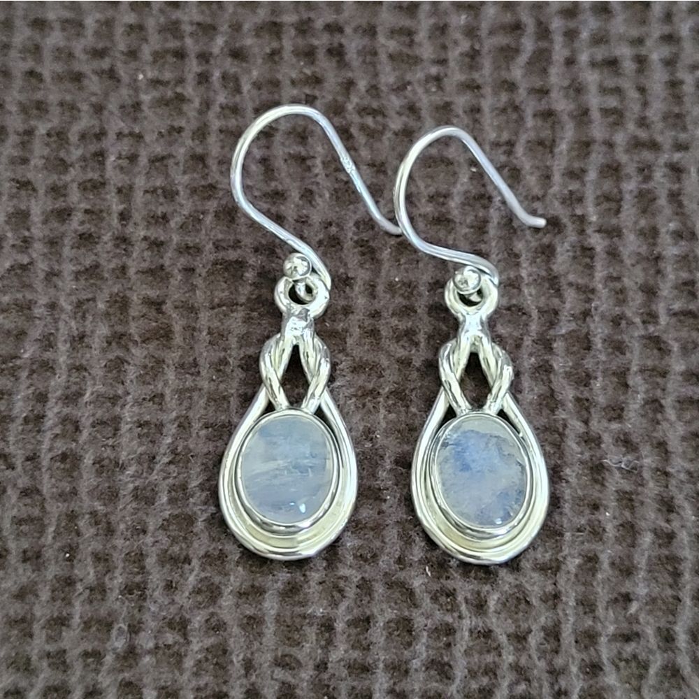 Shivam Silver Moonstone🌙 Earrings - Picture 12 of 14